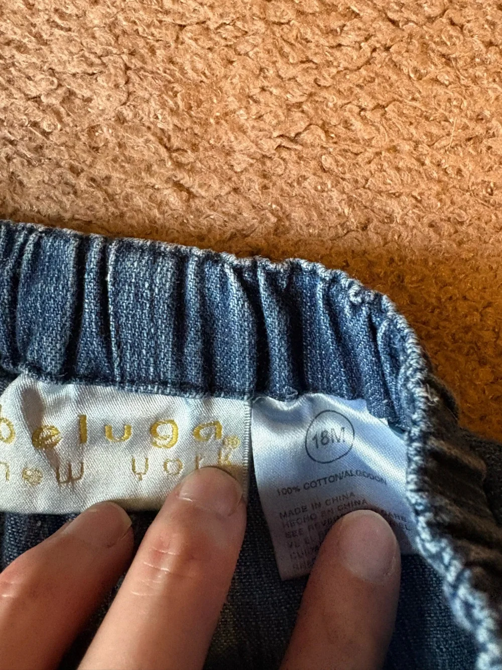 90s Baby Cream Floral Onesie with Blue Denim Pants
